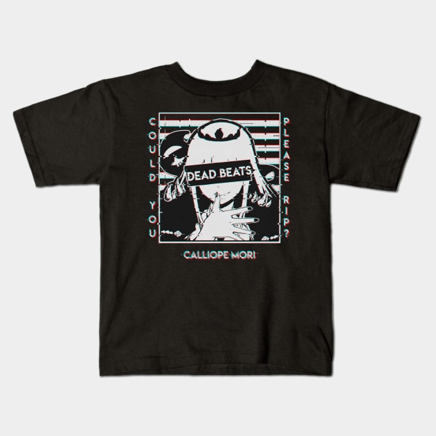 Calliope Mori Glitched Kids T-Shirt by TonaPlancarte